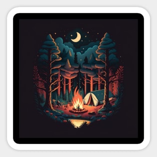 Camping Adventure in the Forest, Campfire Sticker